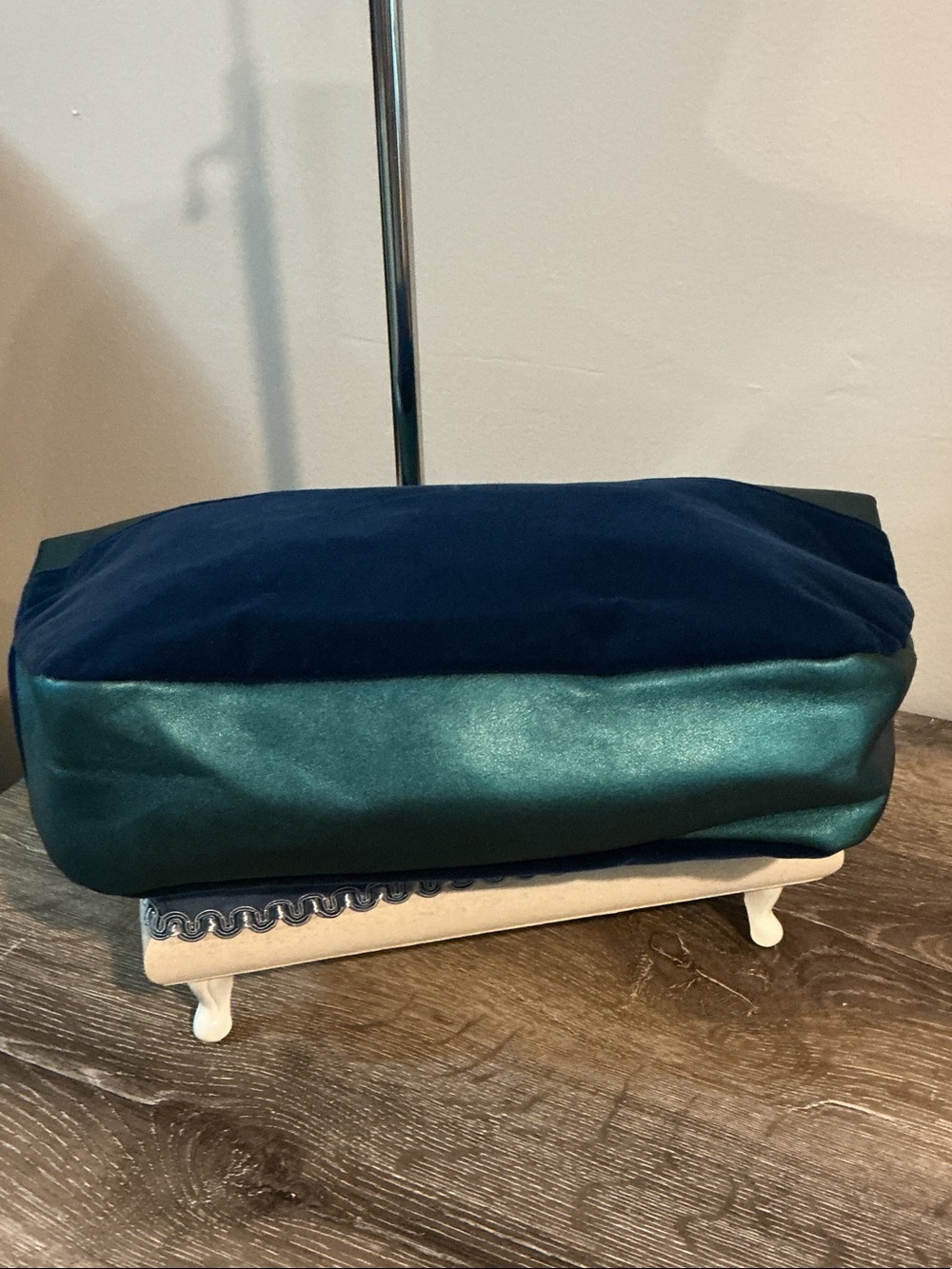 Fold-Over Clutch in Teal and Navy - Picture 3 of 6